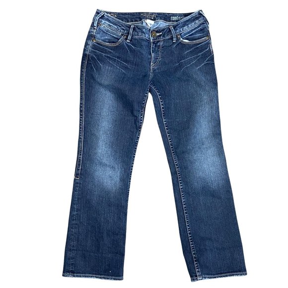 Silver Jeans Santorini Women's 28 x 33.5 Embroidered Medium Wash Straight Leg - Picture 3 of 13